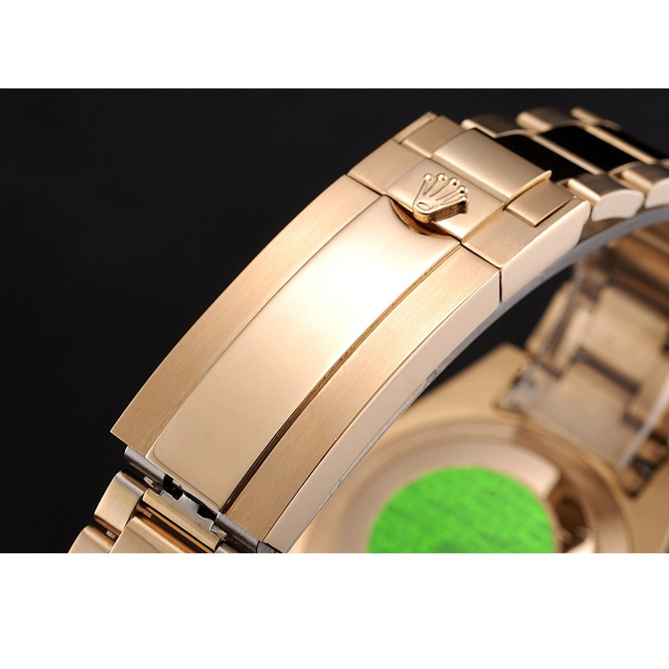 Rolex copies cheap Case With Gold Bezel Submariner Bracelet Black Swiss And Diamond Dial Yellow Markings Gold Rolex 0624